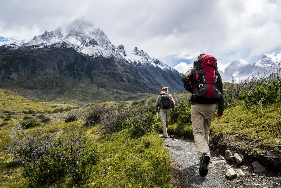 Hiker on mountain trail